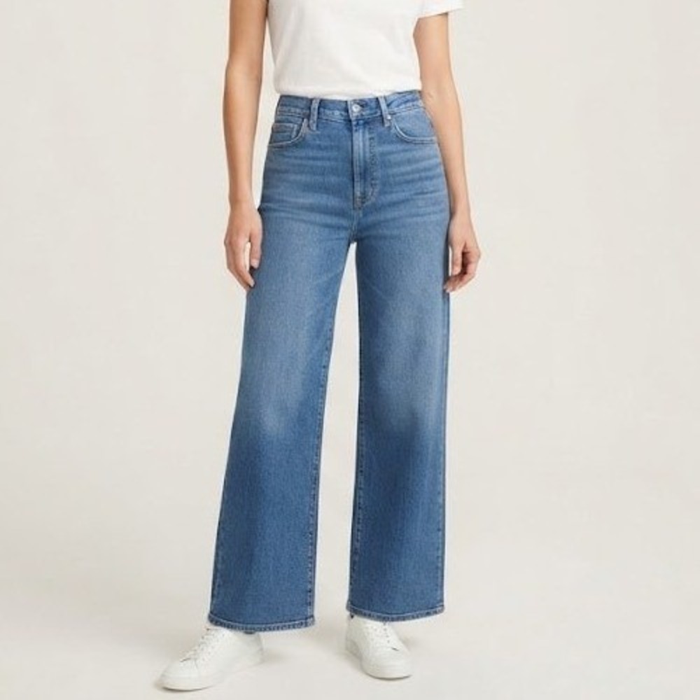 LOFT The Wide Leg Jeans Womens 31/12 Blue NEW High Rise Regular Fit Retro